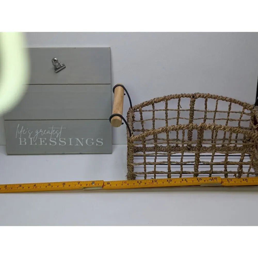 Farmhouse Home Decor Lot Basket Mail Organizer Clipboard Sign Rustic Country